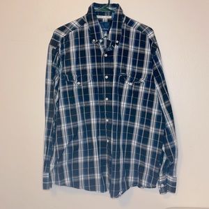 Men’s Cowboy Hardware XL Blue Button Up Plad Top